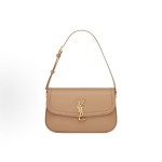 SAINT LAURENT SOLFERINO brand logo single-shoulder bag, medium-sized for women, light hazel color